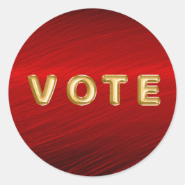 Pegatina Redonda Voto Gráfico Metálico Rojo Carmesí