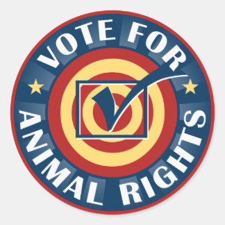 Pegatina Redonda Voto por los derechos de los animales