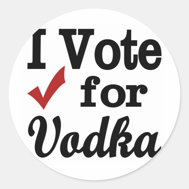 Pegatina Redonda Voto por Vodka (Anverso)