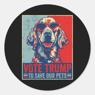 Pegatina Redonda Voto Retro Trump Para Salvar A Nuestros Animales T