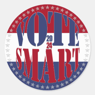 Pegatina Redonda VOTO rojo y azul 2024 SMART 1