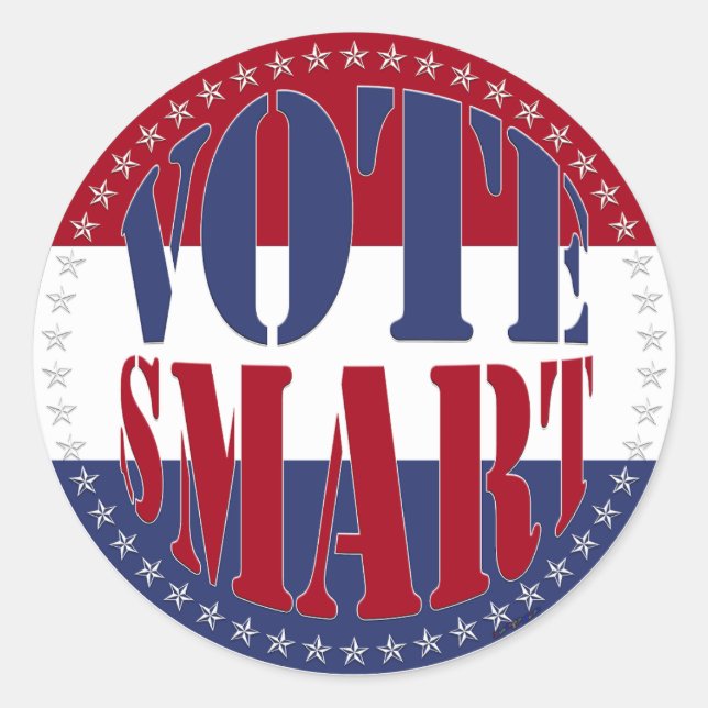 Pegatina Redonda VOTO rojo y azul SMART (Anverso)
