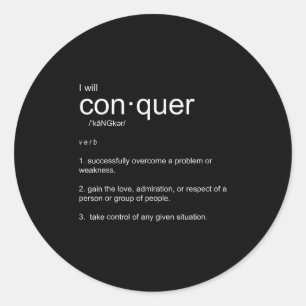 Pegatina Redonda Voy a conquistar la motivación Inspiradora