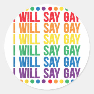Pegatina Redonda Voy a decir diseño gay para decir amor Orgullo LGB