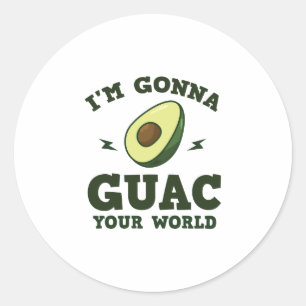 Pegatina Redonda Voy a Guac su aguacate divertido del Guacamole del