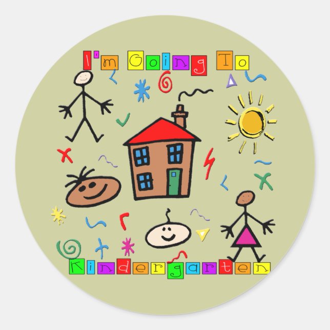 Pegatina Redonda Voy a la guardería (Anverso)