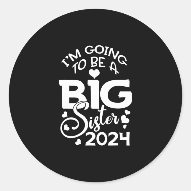 Pegatina Redonda Voy a ser la hermana mayor 2024 (Anverso)