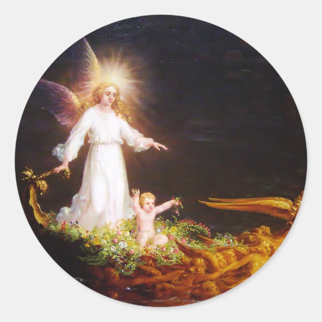 Pegatina Redonda Voyato de la infancia de la vida (Anverso)