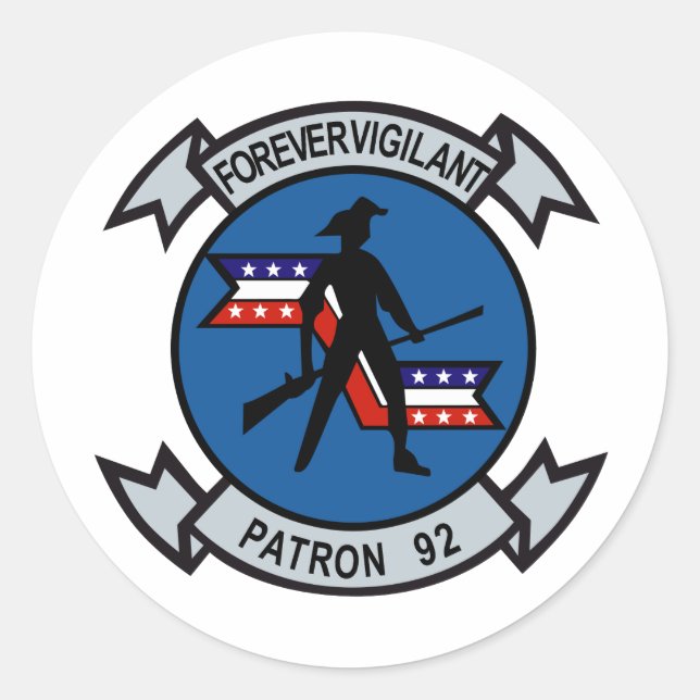 Pegatina Redonda VP-92 Minutemen (Anverso)