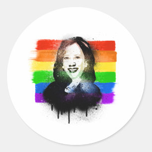 Pegatina Redonda VP Kamala Harris Graffiti de la bandera del orgull