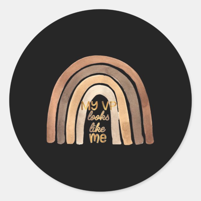 Pegatina Redonda Vp Parece Que Yo Kamala Harris Chica Infantil Arco (Anverso)