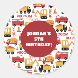 Pegatina Redonda ¡Vroom Honk Beep! Ejes