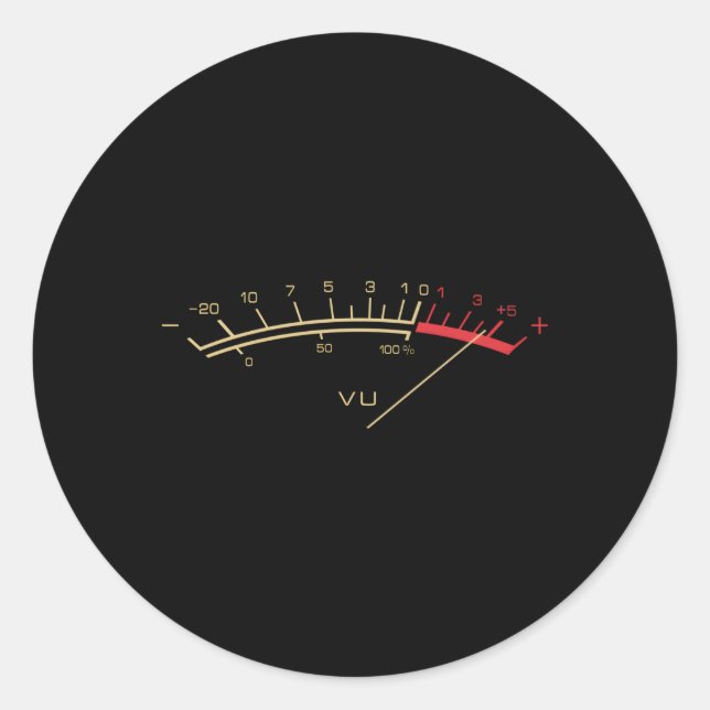 Pegatina Redonda Vu Meter Música estéreo Hi-Fi (Anverso)