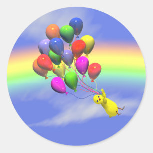 Pegatina Redonda Vuelo de cumpleaños