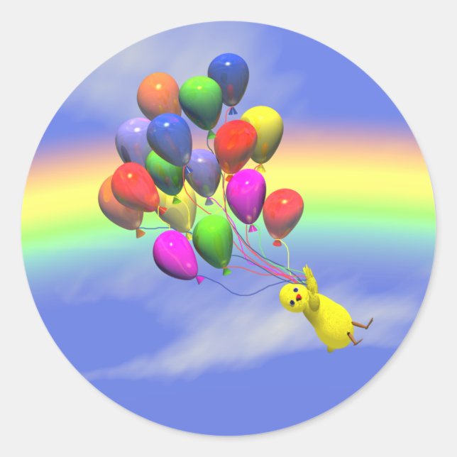Pegatina Redonda Vuelo de cumpleaños (Anverso)
