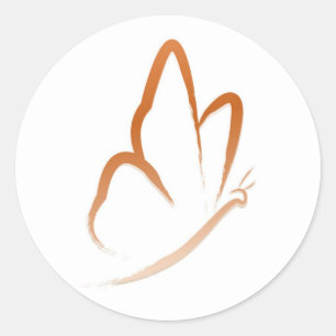 Pegatina Redonda Vuelo de mariposa (naranja y sencillo)