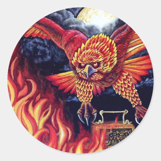 Pegatina Redonda Vuelo del Fénix (Anverso)