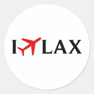 Pegatina Redonda Vuelo el aeropuerto internacional de LAX - de Los