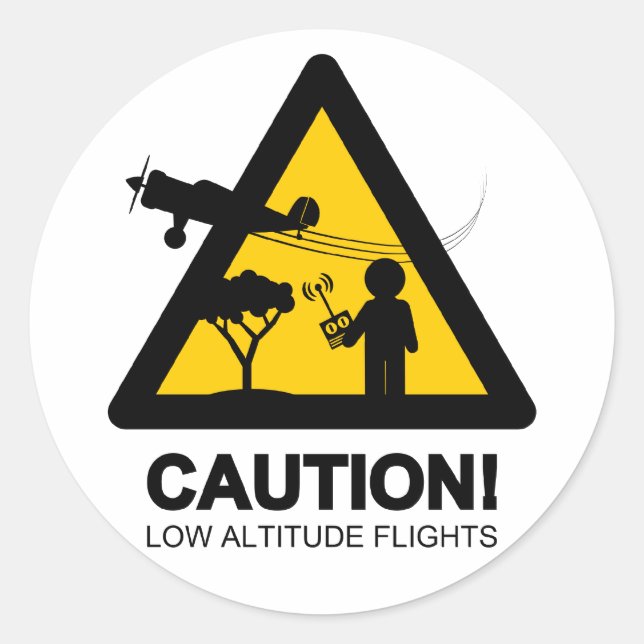Pegatina Redonda Vuelos de baja altitud (Anverso)