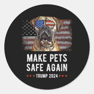 Pegatina Redonda Vuelve a hacer seguros a las mascotas Bullmastiff 