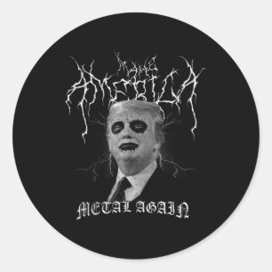 Pegatina Redonda Vuelve a ser metálico América de nuevo Metal negro