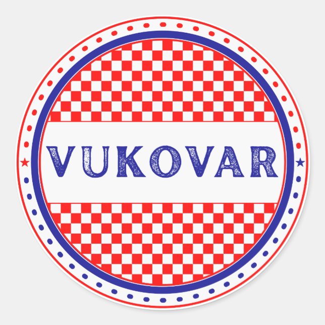 Pegatina Redonda Vukovar City Pride Emblem – Croatian Identity (Anverso)