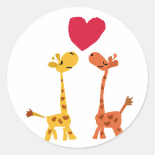 Pegatina Redonda VW - Personalizado de amor divertida Giraffe