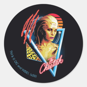 Pegatina Redonda W84   El caracter Cheetah Retrowave