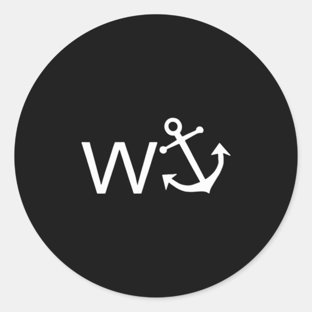 Pegatina Redonda W Anchor Funny Wanker Jerk Funny Slang  (Anverso)