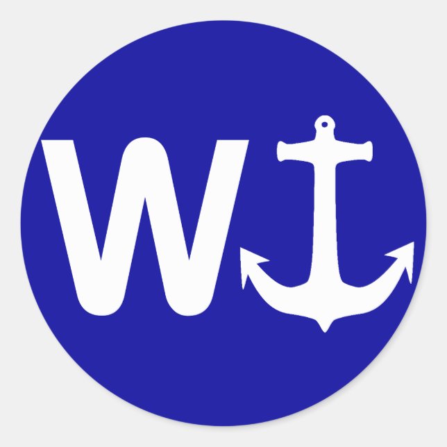 Pegatina Redonda W Anchor Wancter Funny Chiste Gift (Anverso)