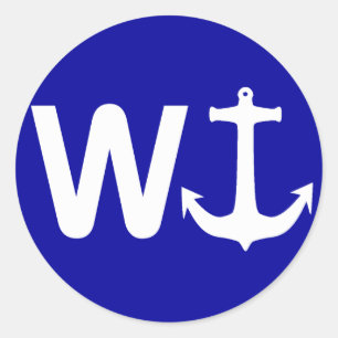 Pegatina Redonda W Anchor Wancter Funny Chiste Gift