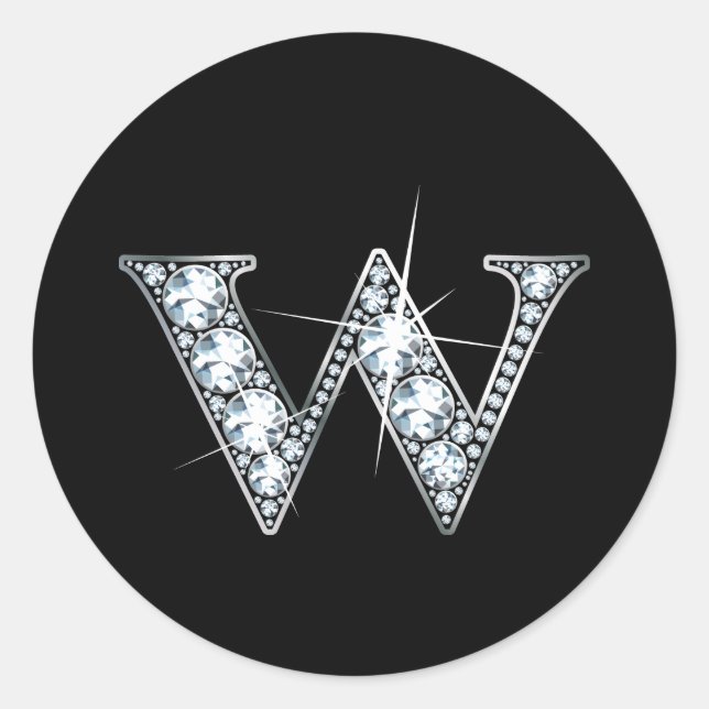 Pegatina Redonda W Faux-"Diamond Bling" (Anverso)