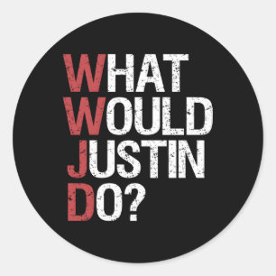 Pegatina Redonda W Justin Do Wwjd