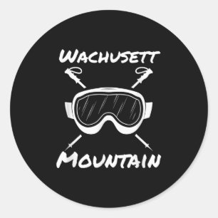 Pegatina Redonda Wachusett Mountain Machusetts Skis Skier Go
