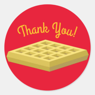 Pegatina Redonda Waffle Cute Breakfast Brunch Niños 1er cumpleaños