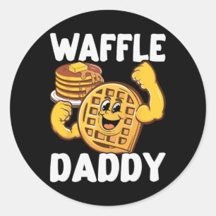 Pegatina Redonda Waffle Daddy Food Lover Waffle Whisperer Padres D