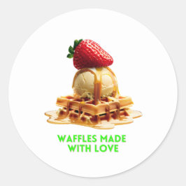 Pegatina Redonda Waffle Day : Waffles dorados y crujientes