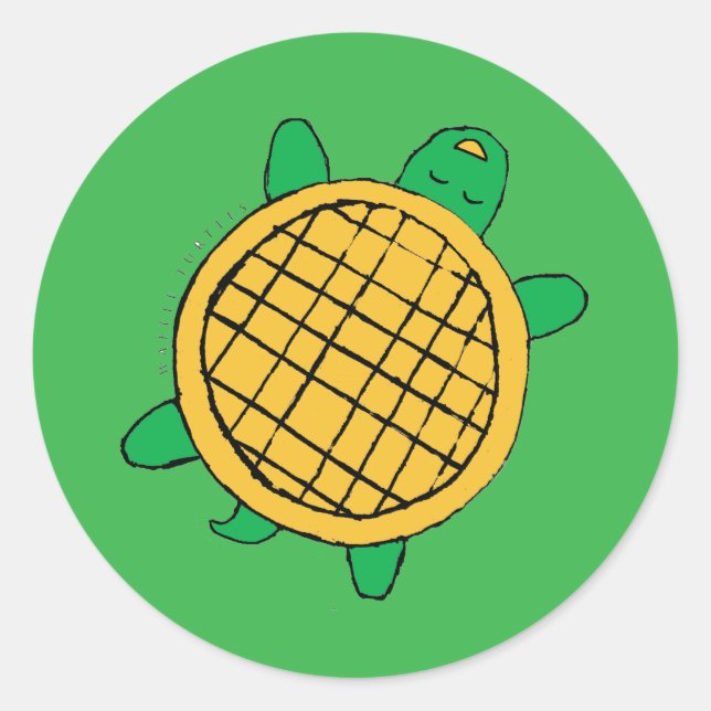 Pegatina Redonda Waffle Turtles sticker (Anverso)