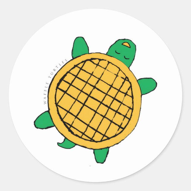 Pegatina Redonda Waffle Turtles sticker (Anverso)