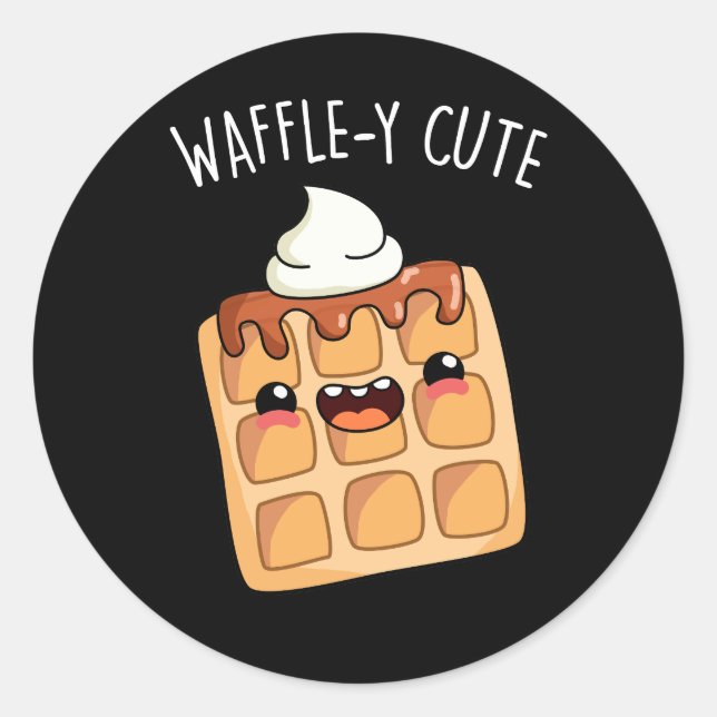Pegatina Redonda Waffle-y Funny Waffle Pun (Anverso)
