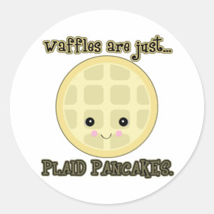 Pegatina Redonda waffles kawaii son solo panqueques de cuadros