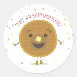 Pegatina Redonda Waffley Good Friend Waffle Valentine Kids