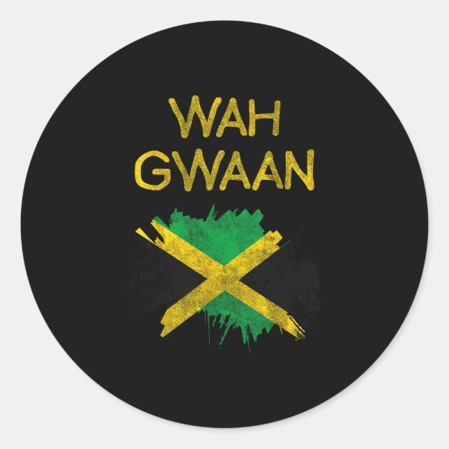 Pegatina Redonda Wah Gwaan Jamaica Flag Jamaican Pride Reggae Vacat (Anverso)