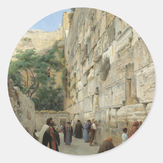 Pegatina Redonda Wailing Wall de Gustav Bauernfeind (Anverso)