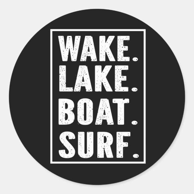 Pegatina Redonda Wake Lake Boat Surf (Anverso)