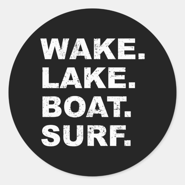 Pegatina Redonda Wake Lake Boat Surf Wakesurf (Anverso)