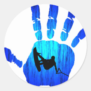 Pegatina Redonda Wakeboard Hand Trust