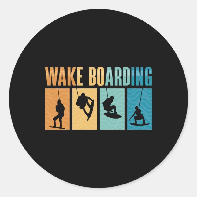 Pegatina Redonda Wakeboard Wake Boarding Wakeboarder Wakeboarding (Anverso)