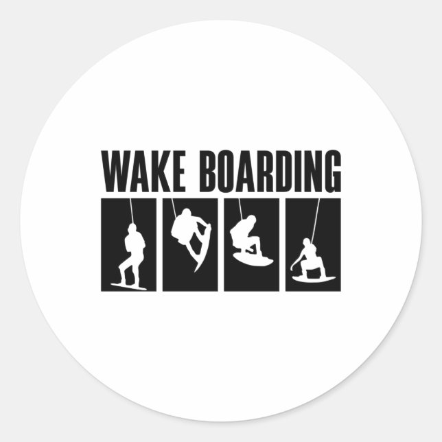 Pegatina Redonda Wakeboard Wake Boarding Wakeboarding Wakeboarder (Anverso)