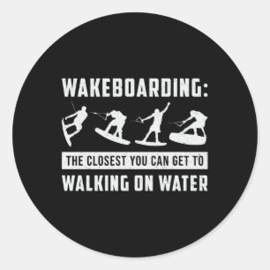 Pegatina Redonda Wakeboarding Caminar Sobre El Agua Wake Wakeboarde